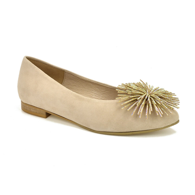 Beżowe Baleriny KARINO 4953/001-P beż welur r. 36