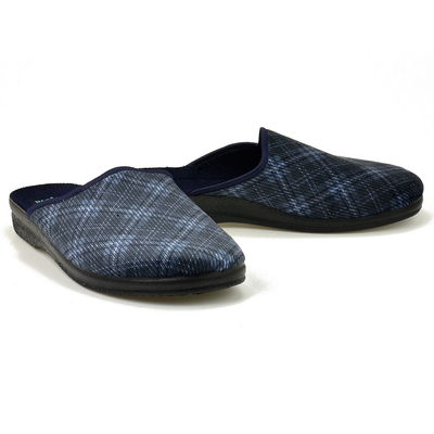 Pantofle pełne męskie Adanex 29117 granat krata r. 40