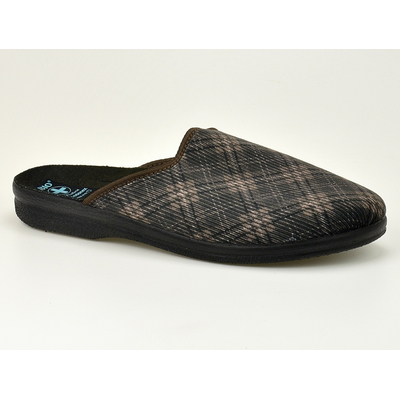 Pantofle pełne męskie Adanex 29119 brąz krata  r. 40