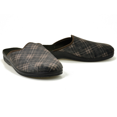 Pantofle pełne męskie Adanex 29119 brąz krata  r. 40