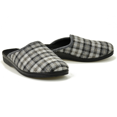 Pantofle pełne męskie Adanex 29136 szary krata r. 40