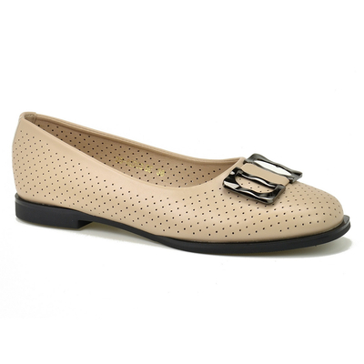 Beżowe ażurowe baleriny Vinceza 62203 r. 36