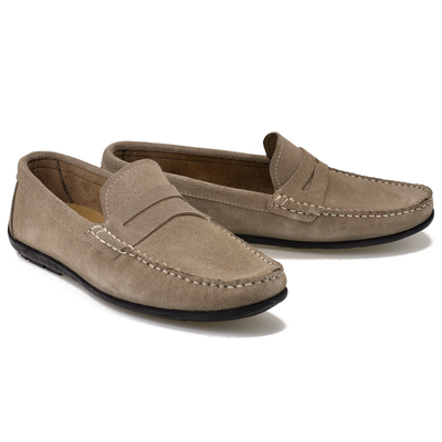 Beżowe skórzane mokasyny męskie Venga Style MOK-02 r. 40