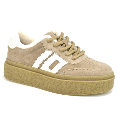 Beżowe skórzane ocieplane półbuty damskie Vinceza 79556 r. 36