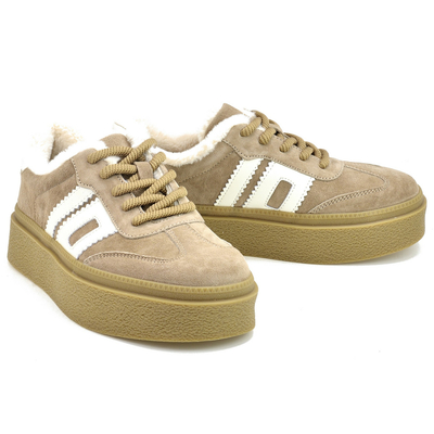 Beżowe skórzane ocieplane półbuty damskie Vinceza 79556 r. 36