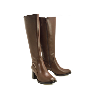 Brązowe skórzane kozaki damskie na obcasie Sergio Leone KZ231-S r. 36