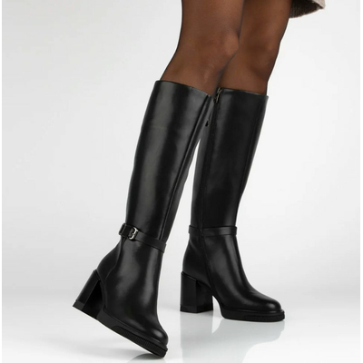 Czarne skórzane kozaki damskie na obcasie Filippo DKZ7213/25 r. 36