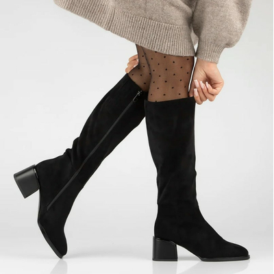 Czarne zamszowe kozaki damskie na obcasie Filippo DKZ6603/25 r. 36