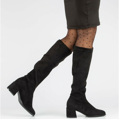 Czarne zamszowe kozaki damskie na obcasie Filippo DKZ932/25 r. 36