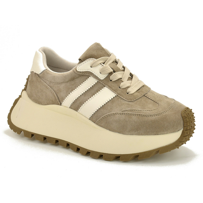 Beżowe skórzane sneakersy damskie S.Barski GR61-5986 r. 36
