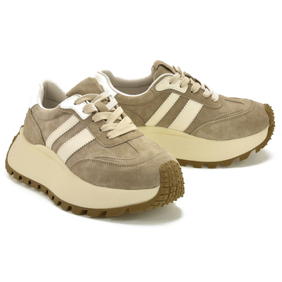 Beżowe skórzane sneakersy damskie S.Barski GR61-5986 r. 36