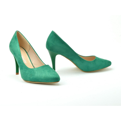 Czółenka Sergio Leone 1399 jasny zielony zamsz  r. 38