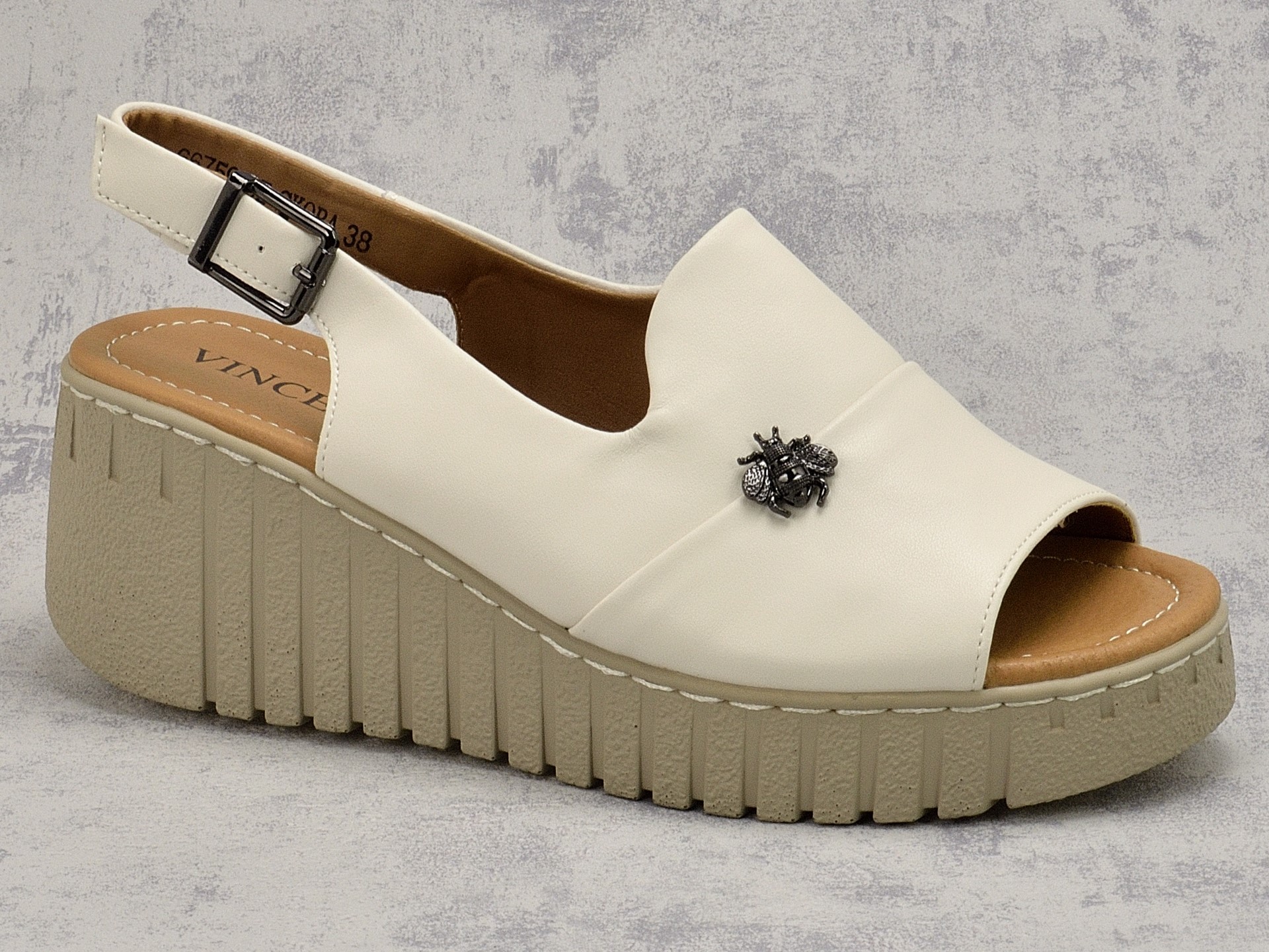 Beżowe skórzane sandały damskie Vinceza 66759 -Sandały - SklepKamil.pl